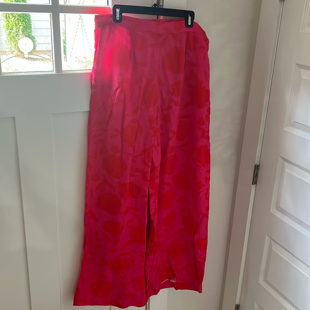 Kate Spade x Target linen Floral Wide-Leg Pants in Pink and Red